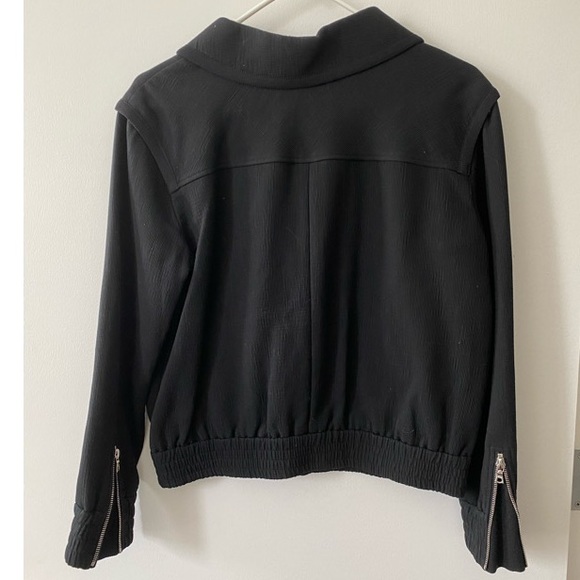 TANYA TAYLOR BLACK MOTO JACKET - Picture 3 of 3